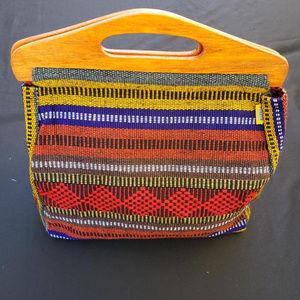 Recycled wooden handle artisan bag.